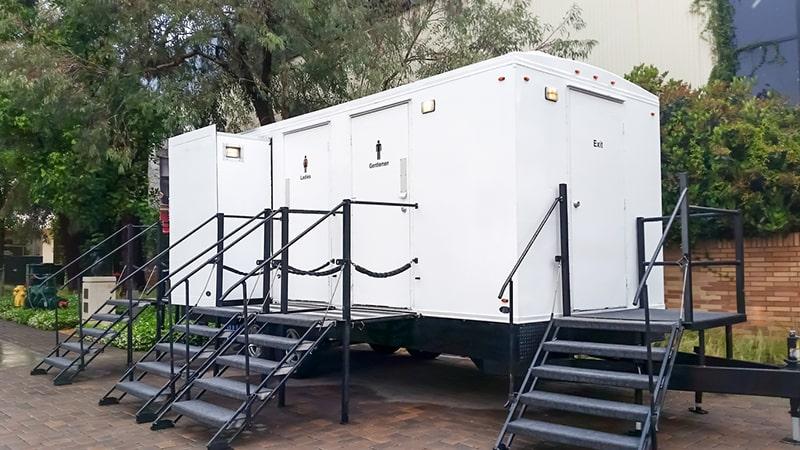 luxury restroom trailers provide individual, private stalls for maximum privacy